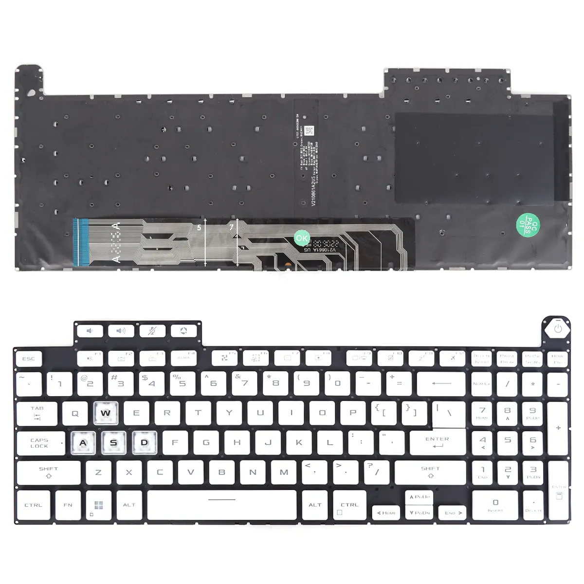 Picture of ASUS TUF Gaming F15 A15 F17 A17 FX507 FX507Z FA507 FA507R FX517 FX517Z FX707 FX707Z FA707 FA707R WHITE(WASD is transparent)RGB